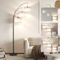 SUNMORY 3 Lights Floor Lamp for Living Room, 78" Tall Standing Lamp with Hanging Drum Shade