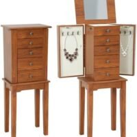 Jewelry Armoire Standing Jewelry Cabinet 5 Drawers 2 Side Doors