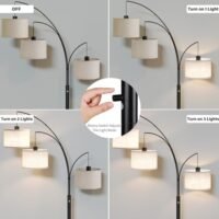SUNMORY 3 Lights Floor Lamp for Living Room, 78" Tall Standing Lamp with Hanging Drum Shade - Image 2