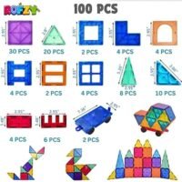 ROFZY Magnetic Tiles, Magnetic Building Block, Magnetic Building Set 100 PCS - Image 4